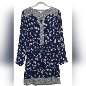DR2 By Daniel Rainn Floral Dress | Navy & White | Long Sleeve | Size M